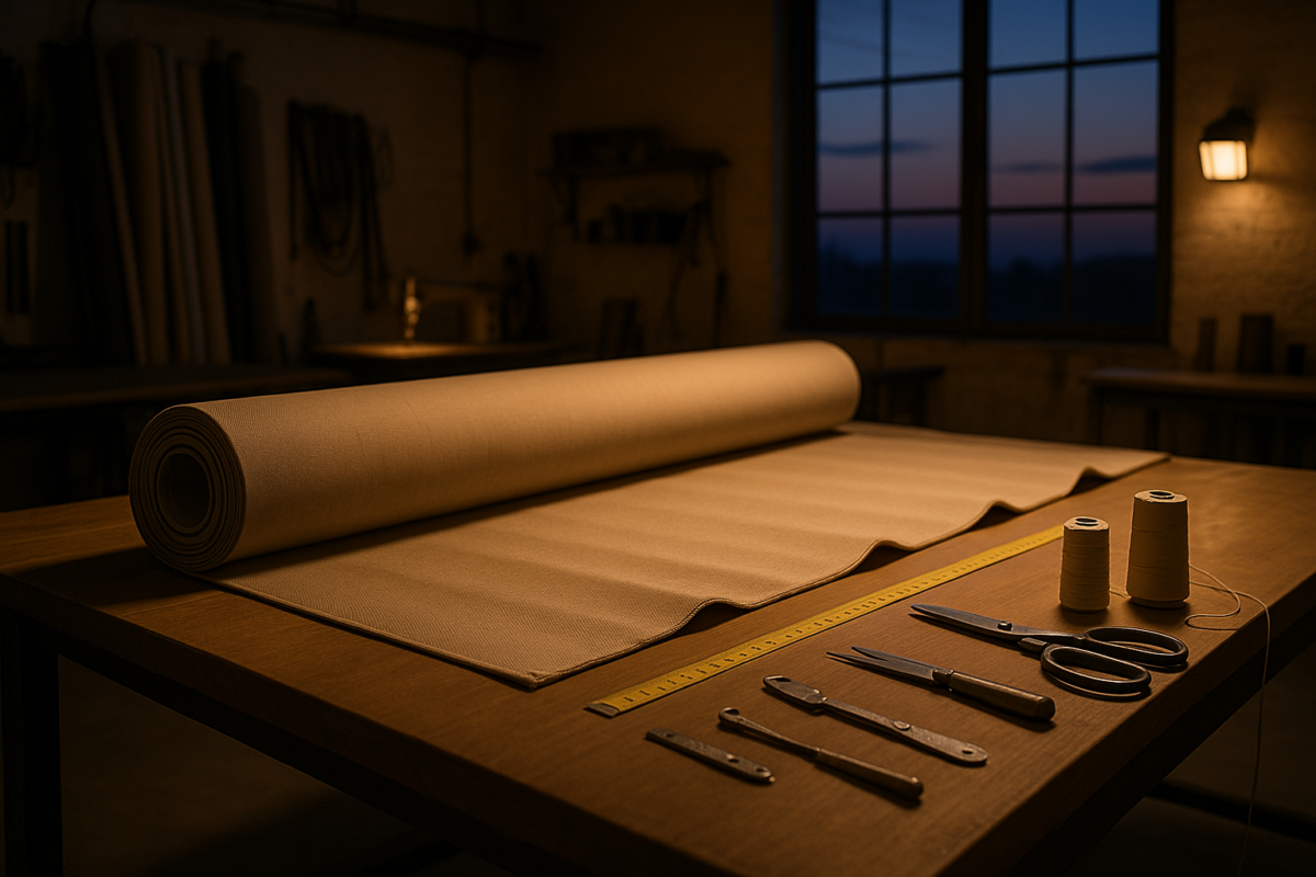 Εργαστήριο κατασκευής τεντών με καμβά και εργαλεία KOKONAS